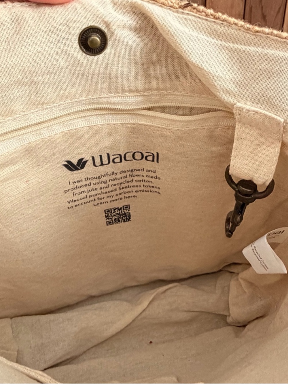Wacoal Tote Bag and Wallet Set Natural Fibers Eco Minimalist - Picture 9 of 10